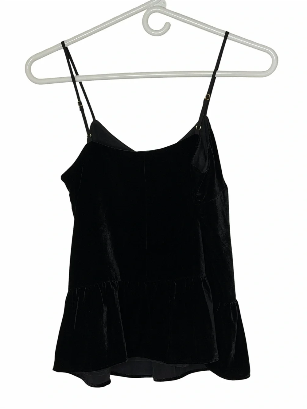 NEW J. Crew Black Velvet Peplum Hem Adjustable Strap Cami 00